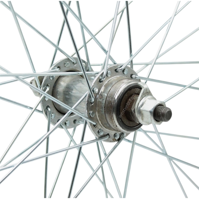 Колесо 26 перед, обід 2-ний чорний, втулка ST. на віночках, диск різьба (Guan Jin) фото westvelo.com