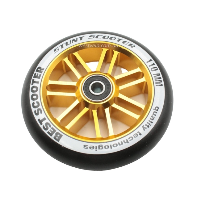 Колесо трюкового самоката "Best Scooter" AL. Ø110мм, поліуретан, золотий фото westvelo.com