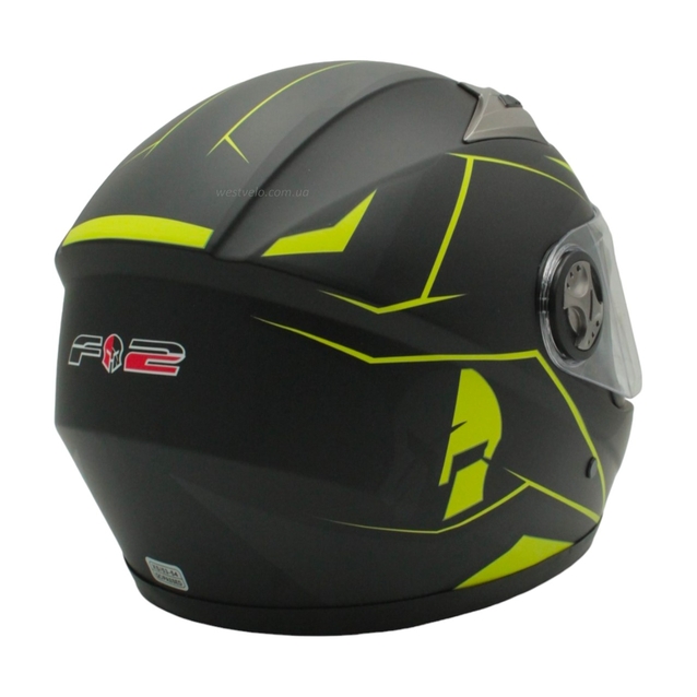 Мото шолом, закритий (XS 53-54) F2 830-2 Інтеграл,Neon yellow #2, чорний матовий фото westvelo.com