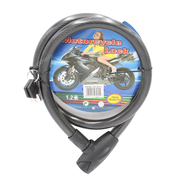 Замок Motorcycle Lock Ø18mm-1200mm на круглий ключ посилений фото westvelo.com