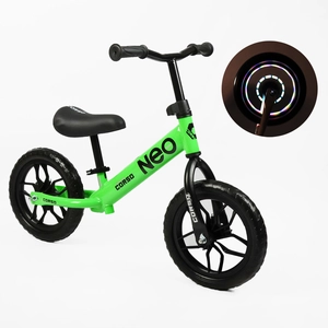 Велобіг 12 Corso, колеса - EVA (піна), сталева рама «NEO» EN-69778 салатовий, підставка для ніг