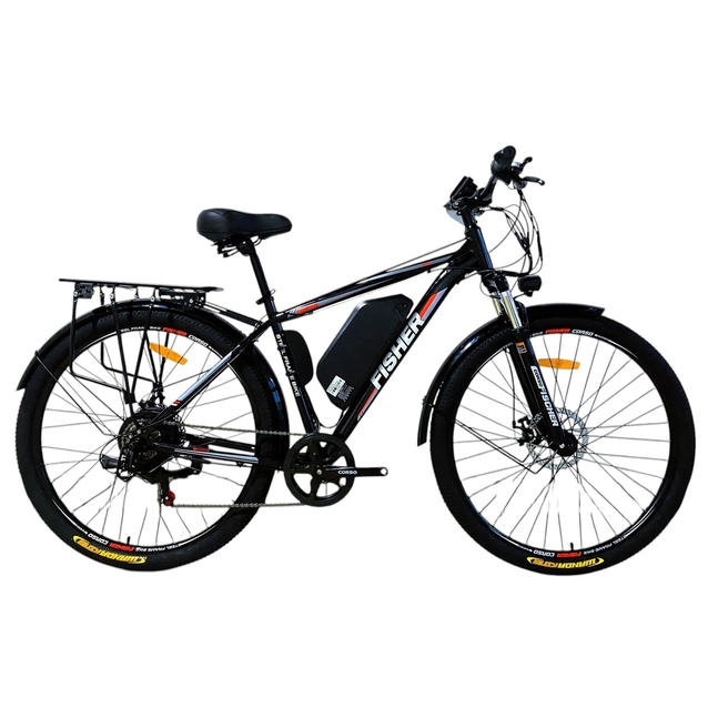 Електровелосипед 29 ST Corso «FISHER» FH-92533 сталь 19, двигун 500W, акумулятор 48V15Ah (к-т SHIMANO) чорно-червоний фото westvelo.com