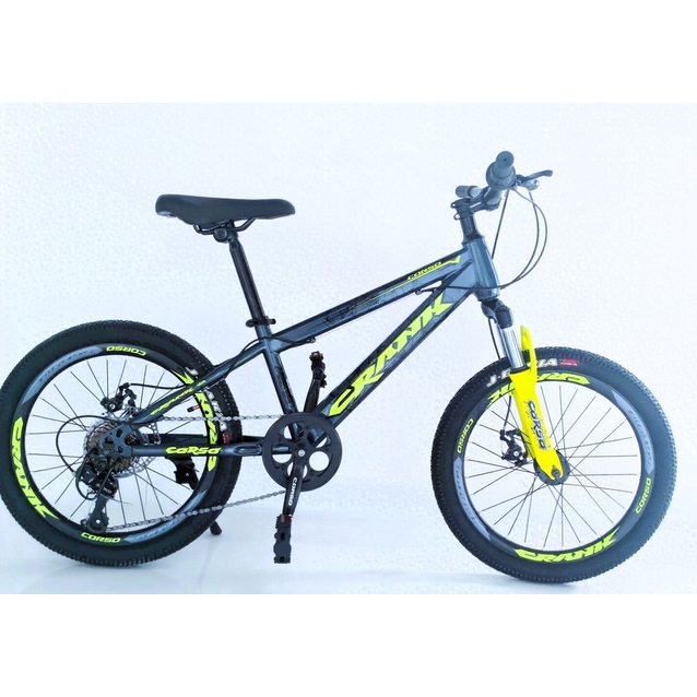 Велосипед 20 ST Corso «CRANK» CR-20699 сталь 11", (к-т SHIMANO) графітово-жовтий фото westvelo.com