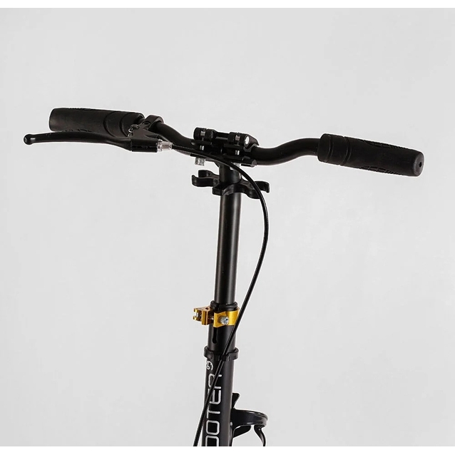 Самокат дитячий 2-х колісний, PU Best Scooter «FACTOR» BS-98033 чорно-помаранчевий,, Ø200mm, AL, 2 амортизатора, фляготримач фото westvelo.com