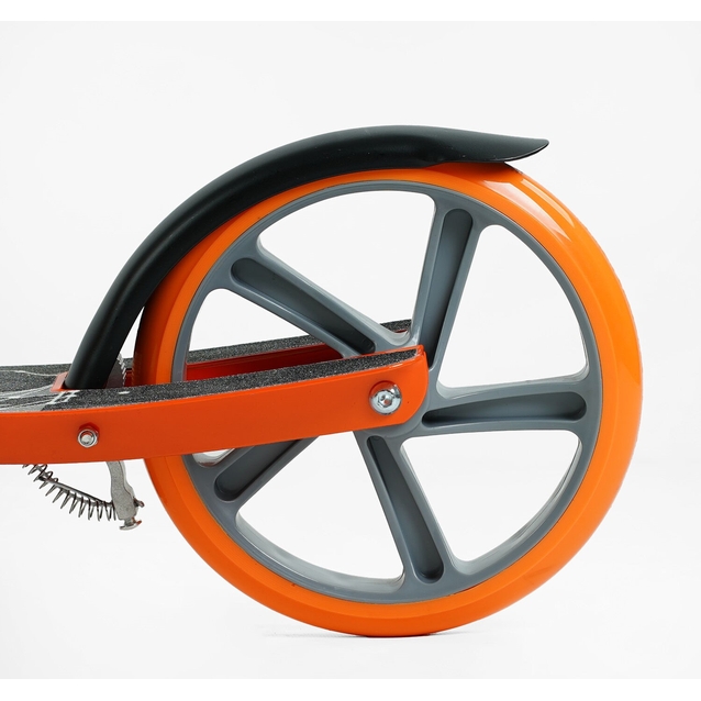 Самокат дитячий 2-х колісний, PU Best Scooter «FLASH» FL-80811 помаранчевий, Ø200mm, ручне гальмо, 1 амортизатор передній фото westvelo.com