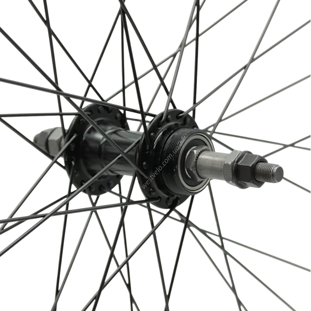 Колесо 28-29 зад, обід 2-ний чорний, втулка AL. SHUNFENG на промах чорна, чорна спиця (без назви) фото westvelo.com