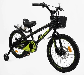 Дитячий велосипед 18 AL Corso «TAYGER»  TG-36130 алюмінієва рама, дискові гальма, чорно-жовтий