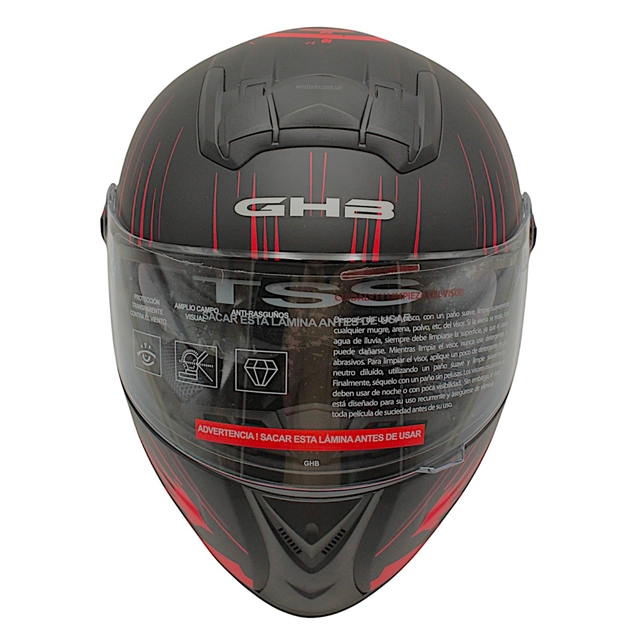 Мото шолом, закритий (L) GHB M61-Speedo інтеграл, чорно-червоний фото westvelo.com