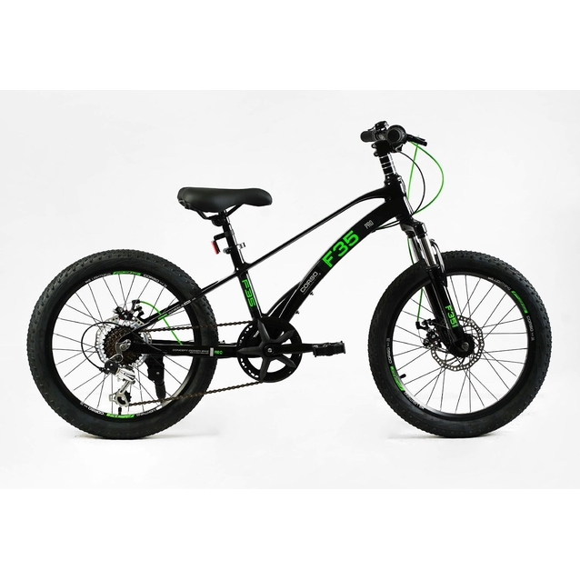 Велосипед 20 MG Corso «F35» MG-20355 магній 11", (к-т SHIMANO) чорно-салатовий фото westvelo.com
