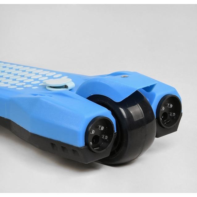 Самокат дитячий 3-х колісний, Best Scooter LT-10635 блакитний, колеса PU Ø120mm/90mm, пластмасовий, світло, звук машини, дим, складне кермо фото westvelo.com