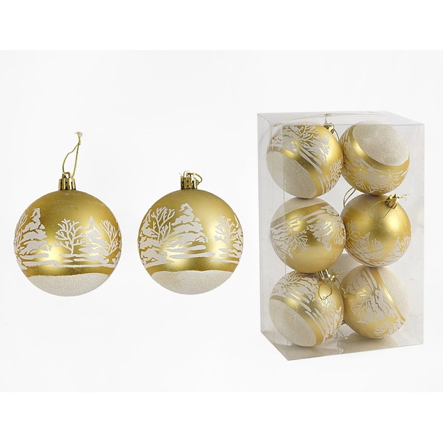 Новорічні прикраси .6 шт, кульки, D = 8 см, у слюді (C 67689) фото westvelo.com