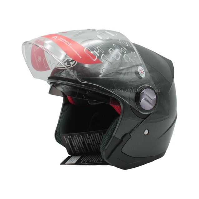 Мото шолом, відкритий "AK" 720, сірий глянцевий, + окуляри фото westvelo.com