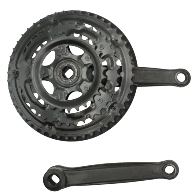 Система шатунів мтв велика чорна "Квітка" (28/38/48Т) L-170мм. фото westvelo.com