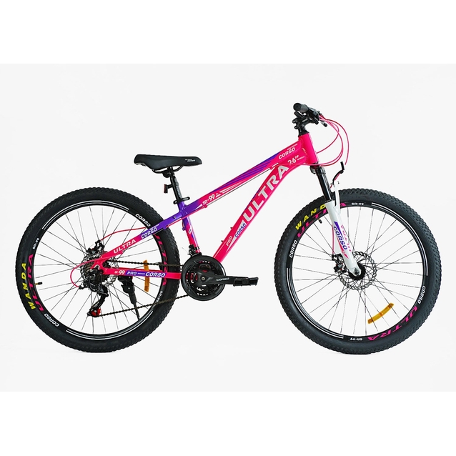 Велосипед 26 AL Corso «ULTRA» UL-26020 алюміній 13", (к-т SHIMANO) рожево-фіолетовий