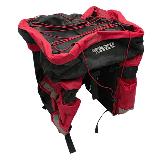 Сумка на багажник двостороння TATU-BIKE (В3534) трьохсекційна, чорно-червона фото westvelo.com