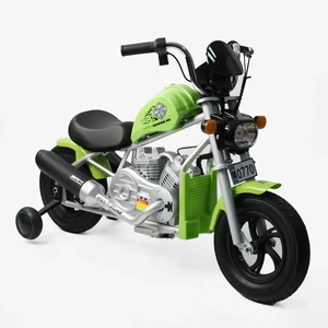 Дитячий електромотоцикл Corso H-52194 двигун 160W, акумулятор 24V5Ah, салатовий, Bluetooth, звук двигуна, колеса 12"