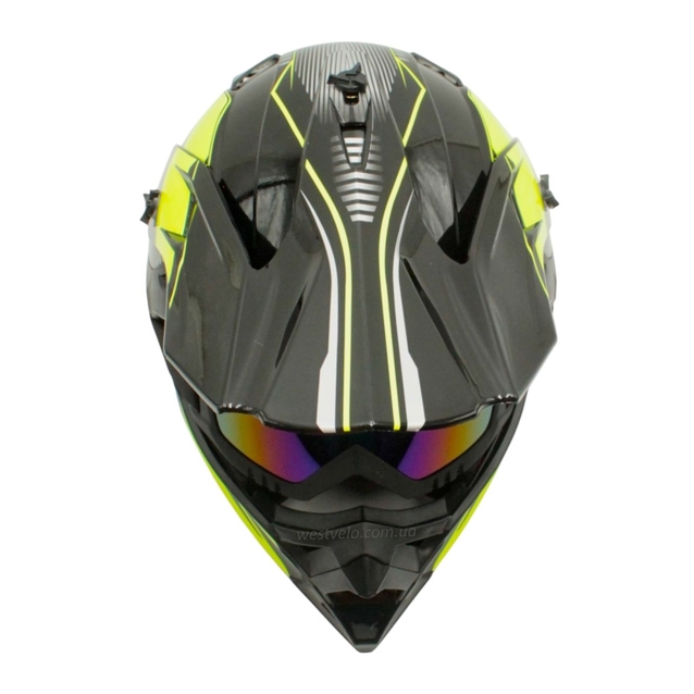 Шолом, закритий крос/ендуро (S) DOT/АТV EDX 024 чорно-жовтий глянець + окуляри фото westvelo.com