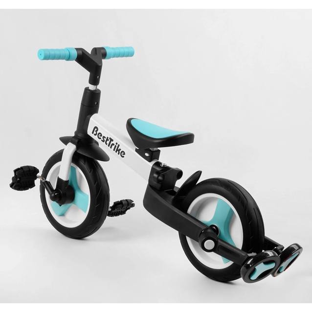 Велобіг-трансформер, 2-кол з батьківською ручкою, PU 10 BestTrike алюміній 56659 біло-блакитний, складний, батьківська ручка, знімні педалі фото westvelo.com