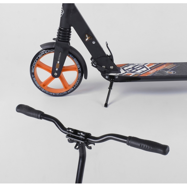 Самокат дитячий 2-х колісний, PU Best Scooter 73133 чорно-помаранчевий, Ø200mm, AL, 2 амортизатора фото westvelo.com
