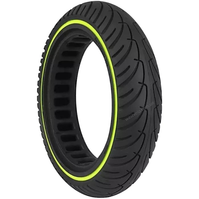 Покришка "8" 8.5-2.0 (Ø142 - 36мм) безкамерка для електросамоката, світловідбивач. салатова смуга фото westvelo.com