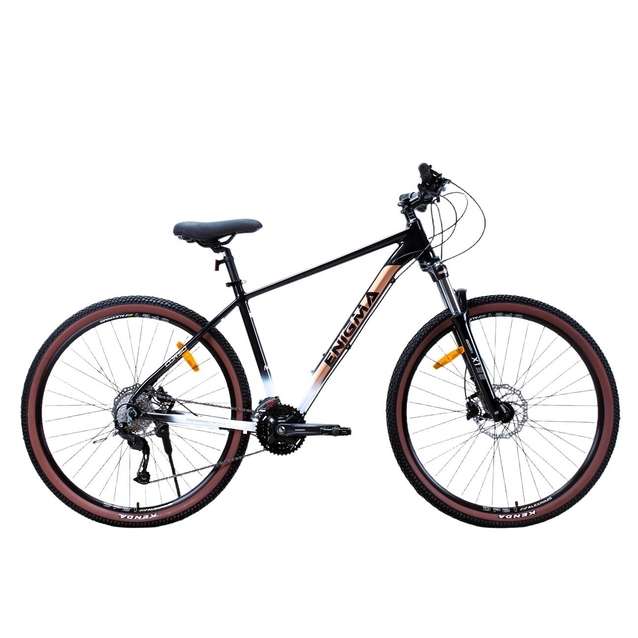 Велосипед 29 AL Corso «ENIGMA» NG-29747 алюміній 19", (к-т SHIMANO Alivio) вилка Santour гідравлічна, чорно-біло-коричневий фото westvelo.com