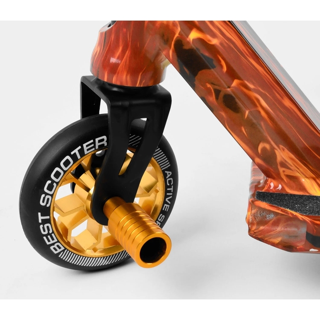 Самокат трюковий Best Scooter «ABSTRACTION» BS-77225 помаранчевий,  HIC-система, пеги, AL диск та дека, колеса PU Ø110mm, ширина керма - 60 см фото westvelo.com