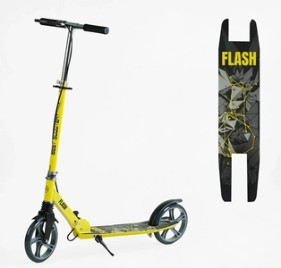 Самокат дитячий 2-х колісний, PU Best Scooter «FLASH» FL-14320 жовтий, Ø200mm, ручне гальмо, 1 амортизатор передній