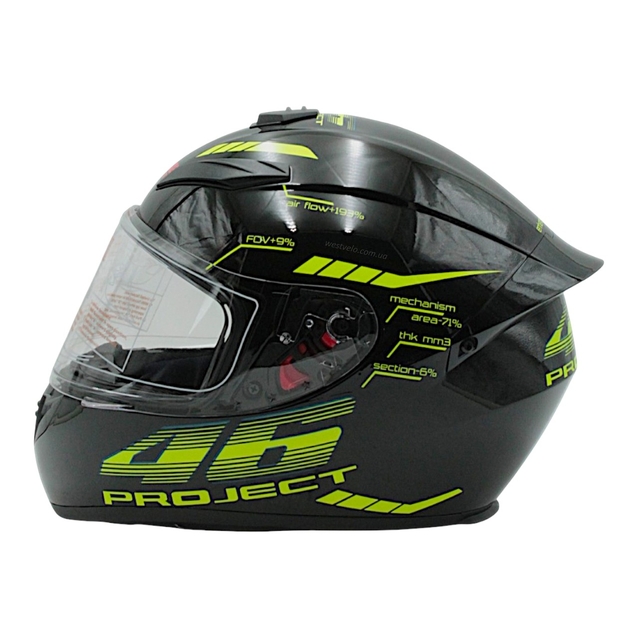 Мото шолом, закритий (L) "222" Чорно-зелений, глянцевий фото westvelo.com