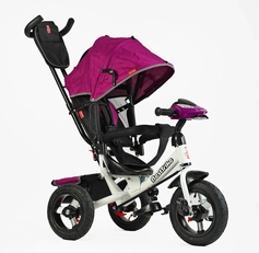 Дитячий велосипед 3-х колісний з батьківською ручкою, з дашком, надувні колеса Best Trike 3390/39-215 рожево-білий