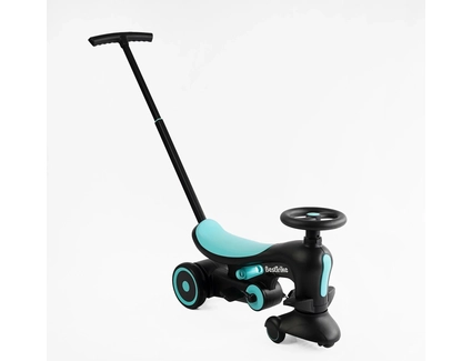 Дитячий велосипед-толокар 3-х колісний з батьківською ручкою, колеса - PU Best Trike BST-8130 чорно-блакитний, рама нейлон