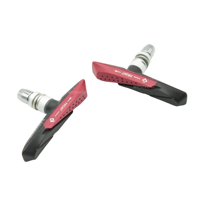 Колодки гальмівні V-brake BARADINE 959V зміщений центр чорно-червоні фото westvelo.com