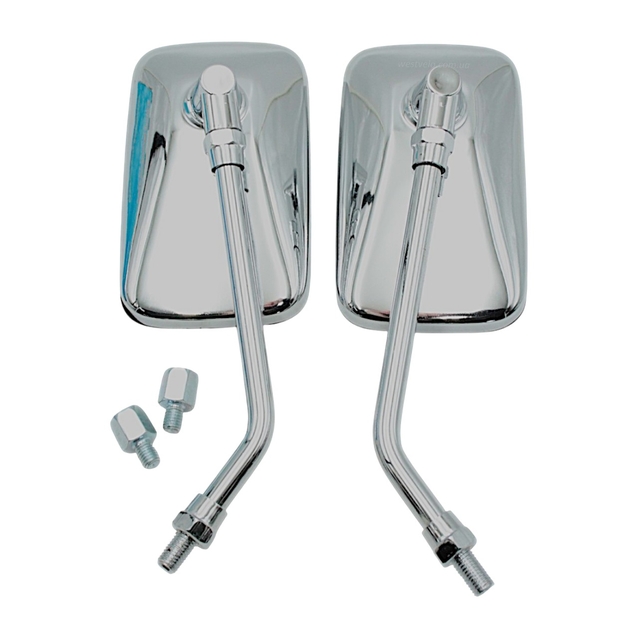 Дзеркало заднього виду прямокутні, хром (M8/10) фото westvelo.com