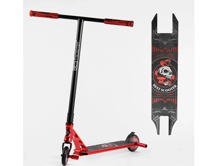 Самокат трюковий Best Scooter «SNAKE-SKULL» 46409 червоний, HIC-система, пеги, AL диск та дека, колеса PU Ø110mm, ширина керма - 60 см