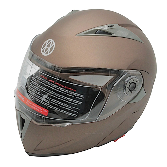 Мото шолом, трансформер (M) (57-58см) VLAND 158 бронзовий матовий  з відкидними окулярами фото westvelo.com