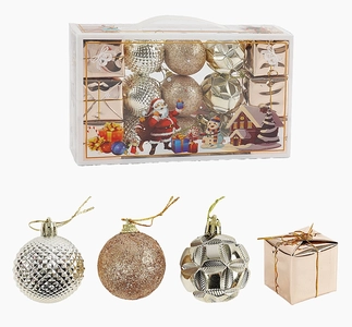 Новорічні прикраси 15 шт, кульки, подарунки, D = 5 см, в слюді (C 67308)