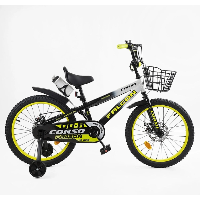 Дитячий велосипед 20 ST Corso «FALCON» FL-20299 дискові гальма, чорно-жовтий фото westvelo.com
