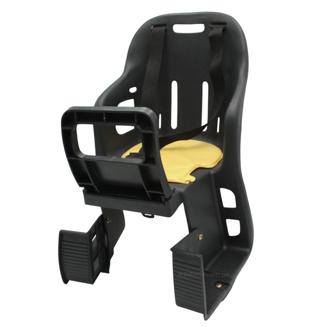 Крісло дитяче, пластик, на зад. багажник, "JLD" з м'ягкою підкладкою, чорне фото westvelo.com