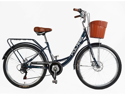 Міський велосипед 26 ST Corso «POLARIS» PS-12833 сталь 16,5", (к-т SHIMANO) синій (+к/к/б)