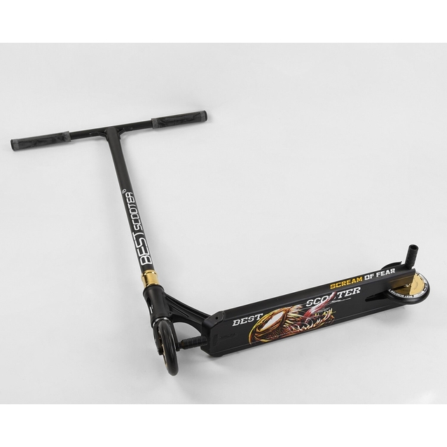 Самокат трюковий Best Scooter «SIMBIOTE-2» 71383 чорний, HIC-система, пеги, AL диск та дека, колеса PU Ø120mm, ширина керма - 57 см фото westvelo.com