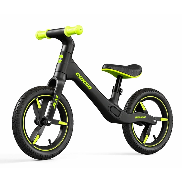 Велобіг 12 Corso надувні колеса, нейлонова рама BL-64189 чорно-салатовий фото westvelo.com