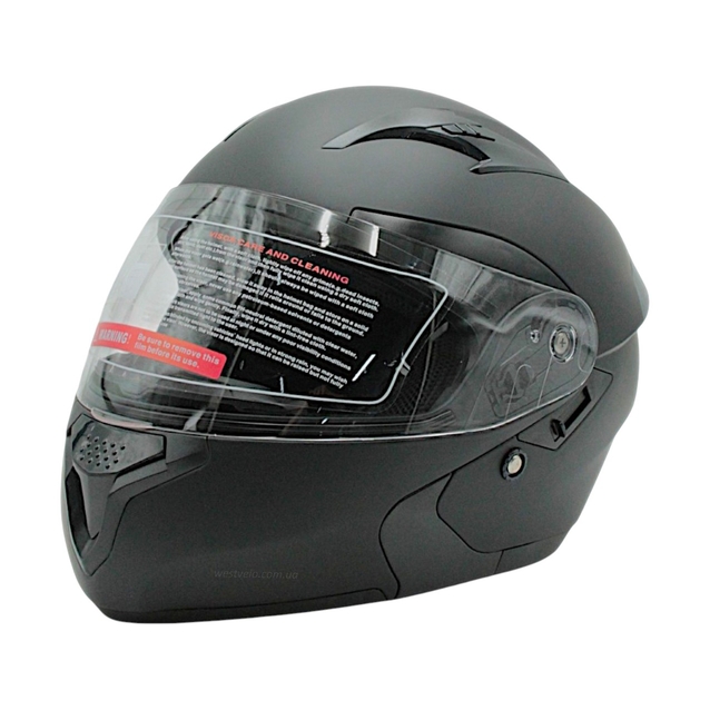 Мото шолом, трансформер (S 55-56) "518" чорний матовий, вмонтовані окуляри фото westvelo.com