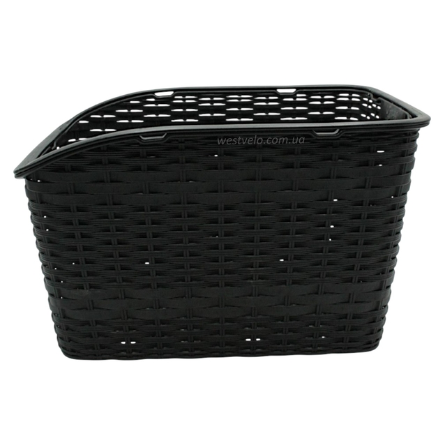 Кошик пластмасовий на багажник плетений чорний AFT-10 (410х320х240) фото westvelo.com