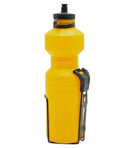 Фляга 700 ml "YKX" пластмасова, жовта + фляготримач чорний сталевий