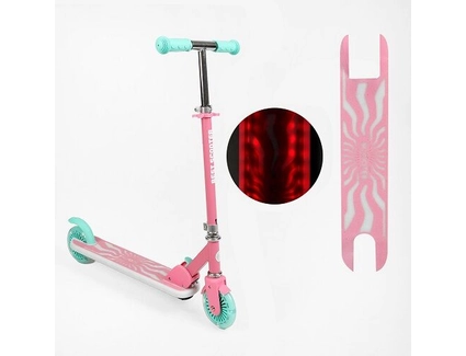 Самокат дитячий 2-х колісний, PU Best Scooter X3-31689 рожевий, Ø120mm, рама зі світлом, кермо складне