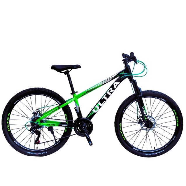 Велосипед 26 AL Corso «ULTRA» UL-26041 алюміній 13", (к-т SHIMANO) чорно-салатовий фото westvelo.com