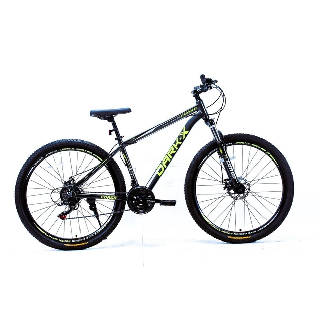 Велосипед 29 AL Corso «DARK-X» DX-29179 алюміній 17", (к-т SHIMANO) графітово-жовтий фото westvelo.com