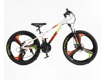 Велосипед 24 AL Corso «EVOLUTION» EV-24416 алюміній 11", (к-т SHIMANO) біло-помаранчевий