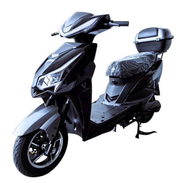 Електроскутер Corso «JOGGER» JG-270055, двигун 1500W, акумулятор 72V/25Ah свинцево-кислотний, чорно-сірий + 1 ящик. акум, колеса 10" фото westvelo.com