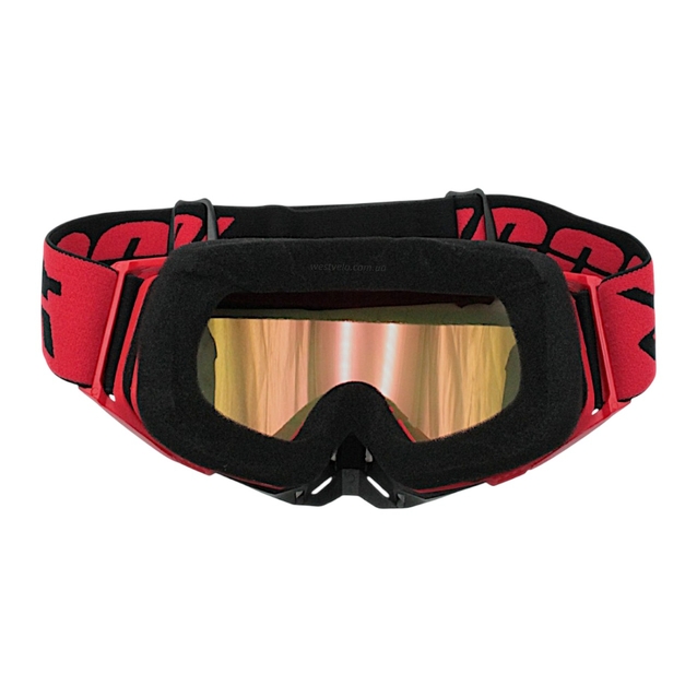 Мото окуляри Кросс-ендуро 100% 109-1-5, червоно-чорні, дзеркальний візор (class B) фото westvelo.com