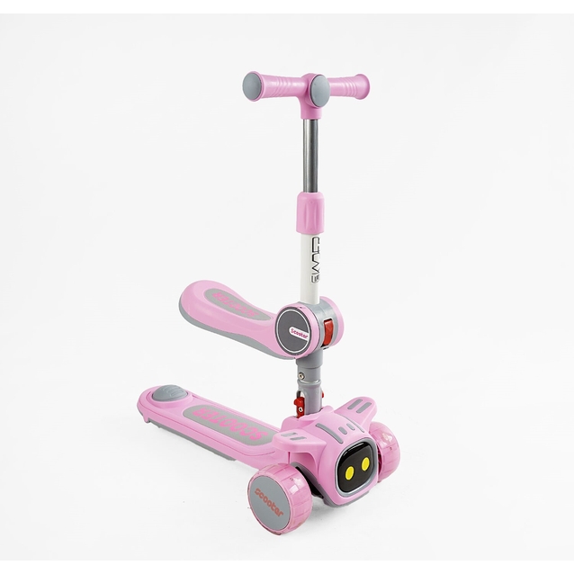 Самокат 5в1 Skyper TY-1061, колеса PU 125х40мм зі світлом, укр озвучування та підсвічування платформи, сіро-фіолетовий фото westvelo.com